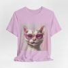 Cool Cat with Glasses Unisex Jersey Tee - Image 3