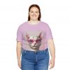 Cool Cat with Glasses Unisex Jersey Tee - Image 4