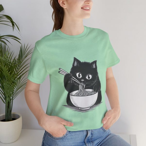Funny Cat Eating Noodles Unisex Tee