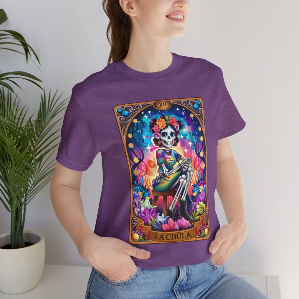 La Chula Skull Graphic Tee - Unisex Jersey Short Sleeve Shirt for Day of the Dead Celebrations