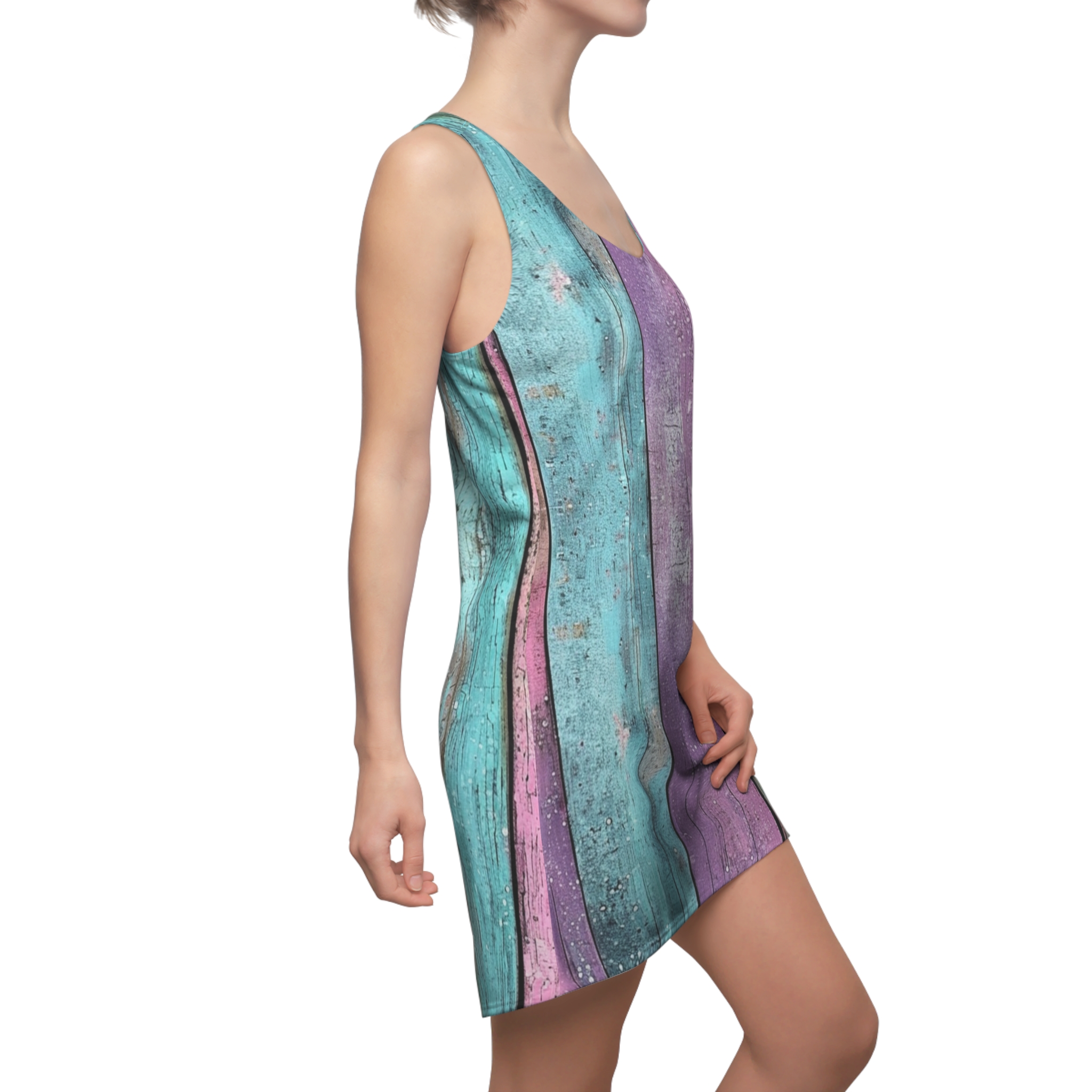 Colorful Boho Racerback Dress - Women's Cut & Sew Summer Fashion