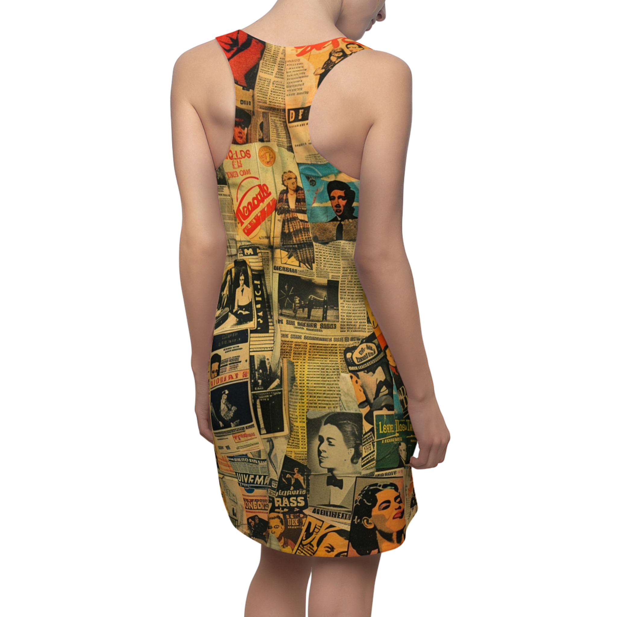 Artistic Racerback Dress - Vintage Print for Bold Fashionistas