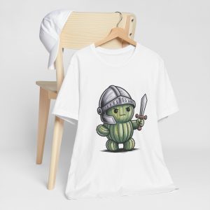Cute Cactus Knight Unisex T-Shirt, Funny Gift for Plant Lovers, Casual Wear for Any Occasion, Summer Outing Tee, Unique Graphic Tee