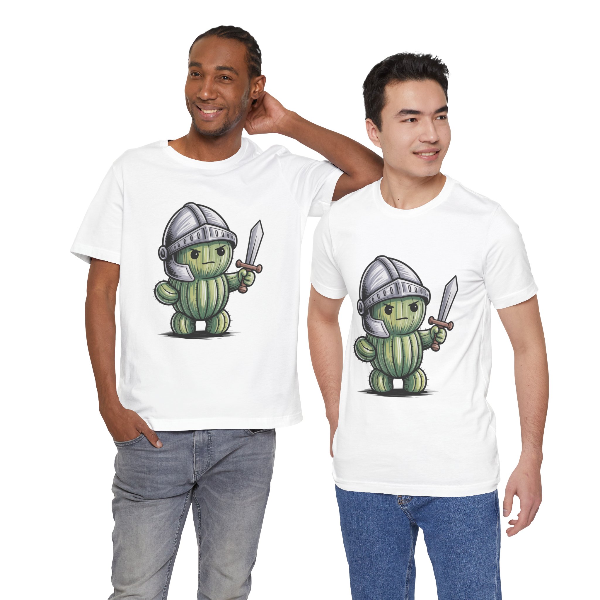 Cute Cactus Knight Unisex T-Shirt, Funny Gift for Plant Lovers, Casual Wear for Any Occasion, Summer Outing Tee, Unique Graphic Tee